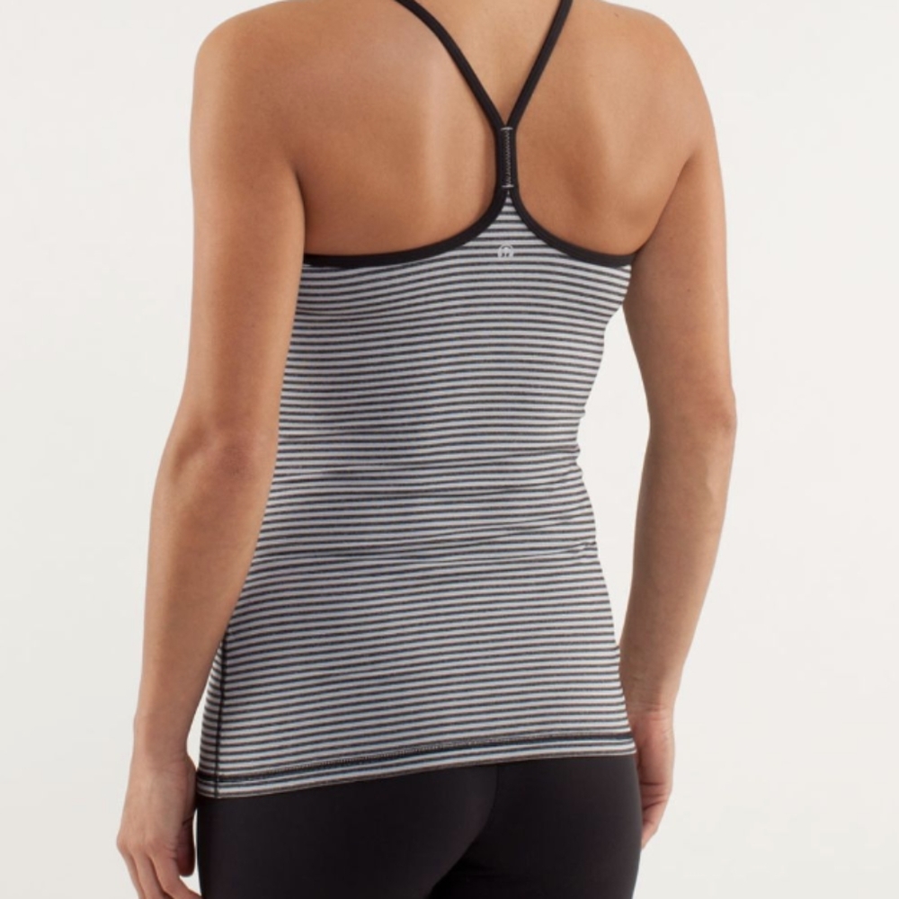 Lululemon Power Y Tank *Luon Light Slope Stripe Silver Slate Heathered b…